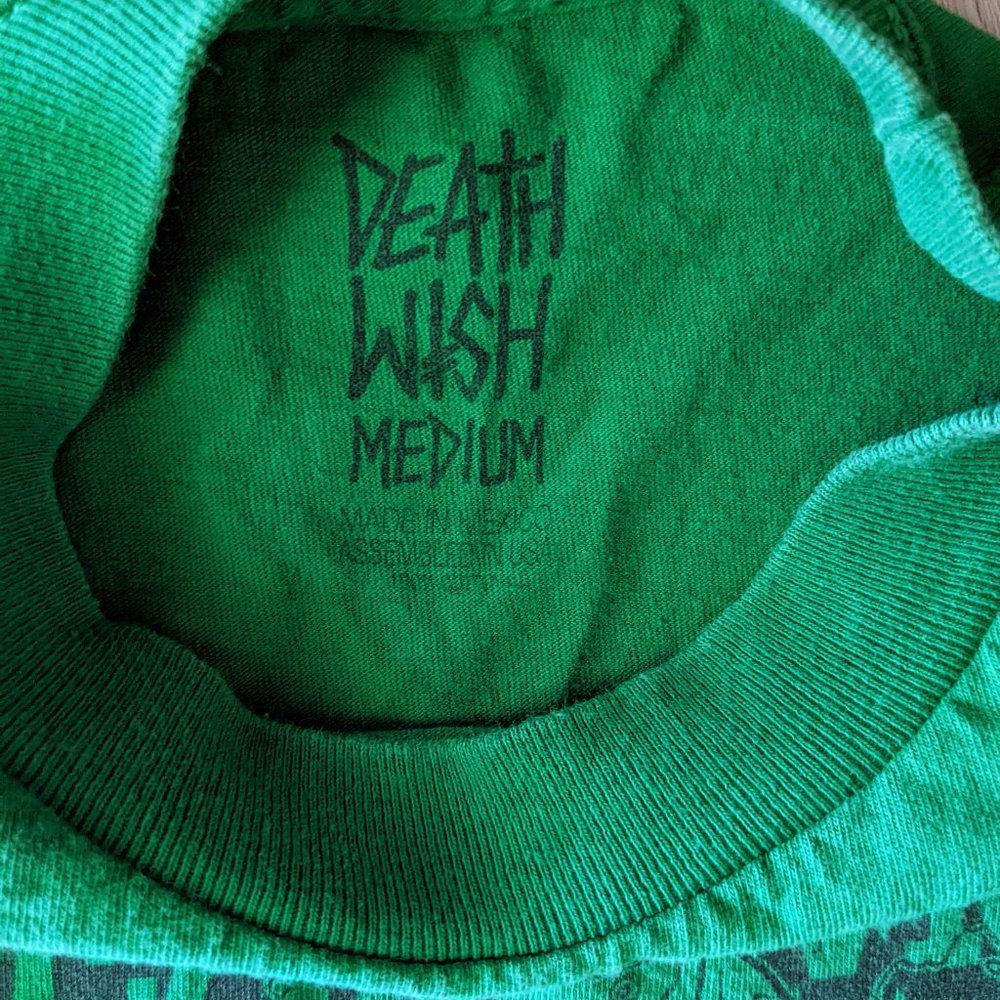 Green Death Wish Skaters T-shirt Goblin on a  Monster Truck  Tee Size M - Picture 2 of 7